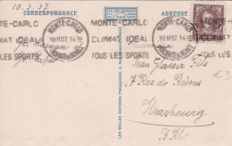 MONACO 1937 CARTE POSTALE DE MONACO - Storia Postale