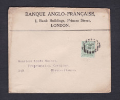 Marcophilie Half Penny UK London Londres Vers Corbigny Nievre Banque Anglo Francaise - Postmark Collection