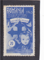 #130       DAY OF WAR ORPHANS, CHILD, PRAY, CROSS,  REVENUE STAMPS,  MNH**,  ROMANIA. - Revenue Stamps