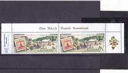 #130   DAY OF POSTAGE STAMPS, HORSES, FARM, HUNTER,  2 X STAMPS , 2007,  MNH**,   ROMANIA. - Neufs
