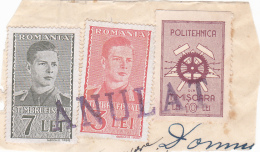 #131  UNIVERSITY   OF POLYTECHNIC, TIMISOARA,   3 X STAMPS, FRAG. , ROMANIA. - Revenue Stamps