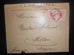 Tchecoslovaquie , Lettre De Praha 1891 Pour Millau , Affranchi Avec Timbres Autrichiens - ...-1918 Prefilatelia