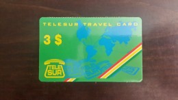 Surinam-(SR-TLS-PRE-004)-telesur Travel Card Green-(3)-($3)-(5258-1454-0138208)-used Card+1card Prepiad Free - Surinam