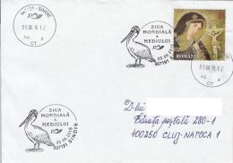 46567- PELICANS, BIRDS, SPECIAL POSTMARKS ON COVER, 2015, ROMANIA - Pélicans