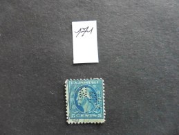 Etats-Unis :Perfins :timbre N°171  Perforé  NPC  Oblitéré - Perforados