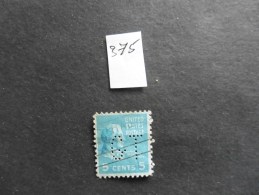Etats-Unis :Perfins :timbre N°375  Perforé   GT  Oblitéré - Perforés