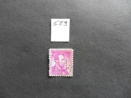 Etats-Unis :Perfins :timbre N°589  Perforé  M   Oblitéré - Perfin