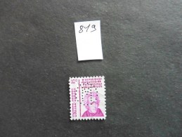 Etats-Unis :Perfins :timbre N° 819   Perforé   M   Oblitéré - Perfins