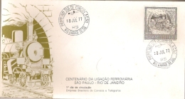 Brazil & FDC Centenary Of Railway Linking São Paulo To Rio De Janeiro, Rio Grande Do Sul 1977 (1264) - FDC