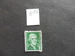 Etats-Unis :Perfins :timbre N° 816   Perforé    M   Oblitéré - Perfin