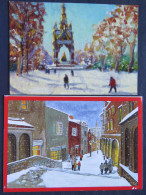 Christmas - 2 Postcards - Snow Street Italy - Unclassified