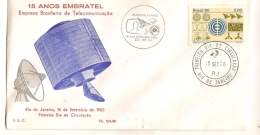 Brazil & FDC EMBRATEL XV Anniversary, Brazilian Company Of Telecommunication, Rio De Janeiro 1980 (1438) - FDC