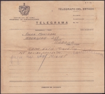 TELEG-180 CUBA (LG-617) TELEGRAMA TELEGRAM TELEGRAPH+ SOBRE. - Telegraph