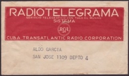 TELEG-181 CUBA (LG-618) 1951 TELEGRAMA TELEGRAM TELEGRAPH+ SOBRE. TRANSATLANTIC RADIO RADIOTELEGRAMA - Télégraphes