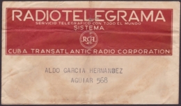 TELEG-182 CUBA (LG-619) 1950 TELEGRAMA TELEGRAM TELEGRAPH+ SOBRE. TRANSATLANTIC RADIO RADIOTELEGRAMA - Telegraph