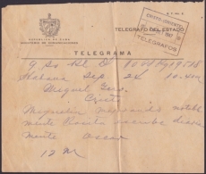 TELEG-187 CUBA (LG-624) 1947 TELEGRAMA TELEGRAM TELEGRAPH+ SOBRE. MARCA POSTAL CRISTO. - Telegraph