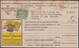 REP-46 CUBA  RECIBO DE CUBAN TELEPHON Cº. 1938. REVENUE STAMP 10c TIMBRE NACIONAL. - Portomarken