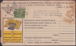 REP-47 CUBA  RECIBO DE CUBAN TELEPHON Cº. 1939. REVENUE STAMP 10c TIMBRE NACIONAL. - Portomarken