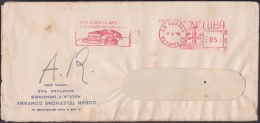 FM-69 CUBA FRANQUEO MECANICO. TELEPHON Cº. 1958. SOBRE RECIBO TELEFONO ACUSE DE RECIBO. - Lettres & Documents