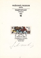 K8768 - Czechoslovakia (1992) Commemorative Sheet Exhibitions At Postal Museum Signed By The Author Engraving Stamp WWF! - Grabados