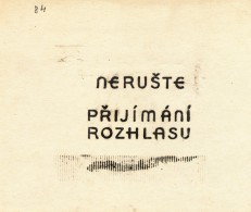 K8780 - Czechoslovakia (1919-39) Control Imprint Stamp Machine (R!): Do Not Disturb The Reception Of Radio Broadcasts - Prove E Ristampe