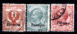 Italia-F01236 - Egeo - Patmo 1912: Sassone N. 1,2,3 (o) Used - Privo Di Difetti Occulti - Egée (Patmo)