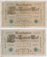 Német Birodalom 1910. 1000M (4x) HétjegyÅ± Sorszám, Zöld Pecséttel T:III 
German... - Ohne Zuordnung