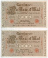 Német Birodalom 1910. 1000M (4x) HétjegyÅ± Sorszám, Piros Pecséttel T:II-,III
German... - Zonder Classificatie