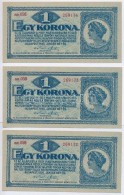 1920. 1K (3x) SorszámkövetÅ‘k, Sötétvörös Sorszámmal T:I,I- - Non Classificati