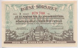 Budapest 1929. '52. Magyar Királyi Állami Sorsjátékra' Egész-sorsjegye, 3P... - Unclassified