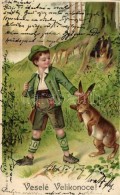 T2/T3 Vesele Velikonoce / Easter, Hunter Boy, Litho - Ohne Zuordnung
