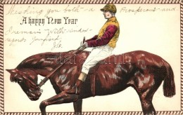 T2/T3 Boldog újévet! Happy New Year! Horse Rider Emb. Litho (EK) - Non Classificati