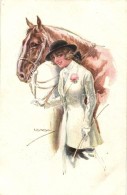 ** T2/T3 Jockey Lady, Italian Art Postcard, Erkal No. 320/1 S: Usabal - Zonder Classificatie