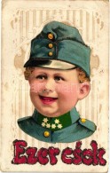 * T3 Ezer Csók / Child In WWI K.u.K. Military Uniform, Decorated Cut-out Montage, K.G. W. XV. Litho (EB) - Ohne Zuordnung