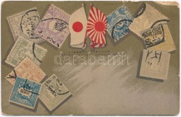 ** T4 Japanese Postage Issuedin 1871 / Japanese Stamps, Flags, Litho  (b) - Unclassified