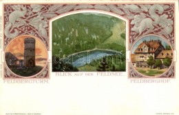 ** T2 Feldsee, Feldbergsee; Feldbergturm, Feldberghof. Veltens Künstlerkarte No. 24. Art Nouveau Litho - Ohne Zuordnung
