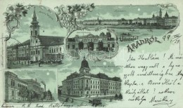 T4 1899 Arad, Maros Part, Minorita Templom, Vár FÅ‘kapuja, Líceum, Lóvasút / River... - Ohne Zuordnung