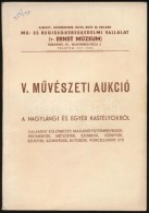 1947 V. MÅ±vészeti Aukció. A Nagylángi és Egyéb Kastélyokból,... - Other & Unclassified