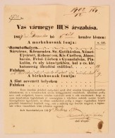 1864 Vas Vármegye Hús Díjszabásának Hirdetménye Az Alispán... - Unclassified