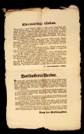 1845 Élelmiszer ElÅ‘vásárlási Tilalomra Vonatkozó Hirdetmény, Pest,... - Ohne Zuordnung