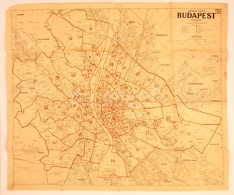 Cca 1940 Budapest Térképe, Kókai Lajos Kiadása. Vörös Filccel... - Andere & Zonder Classificatie