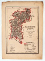 1880 Bars Megye Közigazgatási Térképe. Hátsek Ignác - A Magyar Szent Korona... - Other & Unclassified