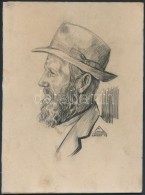 Olvashatatlan Jelzéssel: Férfi Portré. Ceruza, Karton, 21×15 Cm - Altri & Non Classificati