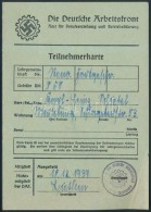 1939 A Német Munkafront Tagsági Igazolványa, Tagdíjbefizetési Bélyegekkel... - Ohne Zuordnung