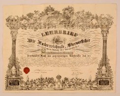 1858 Fürstenfled, Pékek Céhének Mesterlevele. Díszes KÅ‘nyomatos Levél... - Ohne Zuordnung
