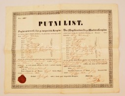 1850 Horvát és Német útelvél / 1850 Passport In Croatian And German 50x42 Cm - Ohne Zuordnung