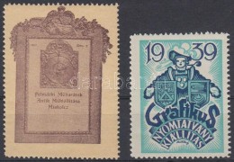 ** 1913-1939 MÅ±barát és Grafikus Kiállítás 2 Klf Levélzáró - Zonder Classificatie