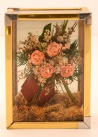 MÅ±virág üveg Vitrinben, Asztali Dísz, Az Egyik Sarka Hiányos, 18,5×13×6 Cm - Sonstige & Ohne Zuordnung