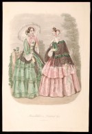 1853 Frey: Divat Témájú Színezett Rézmetszet / Fashion Colored Etching 18x27 Cm - Prenten & Gravure