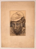 Olvashatatlan Jelzéssel: Férfi Portré. Ceruza, Papír, 28×18 Cm - Sonstige & Ohne Zuordnung